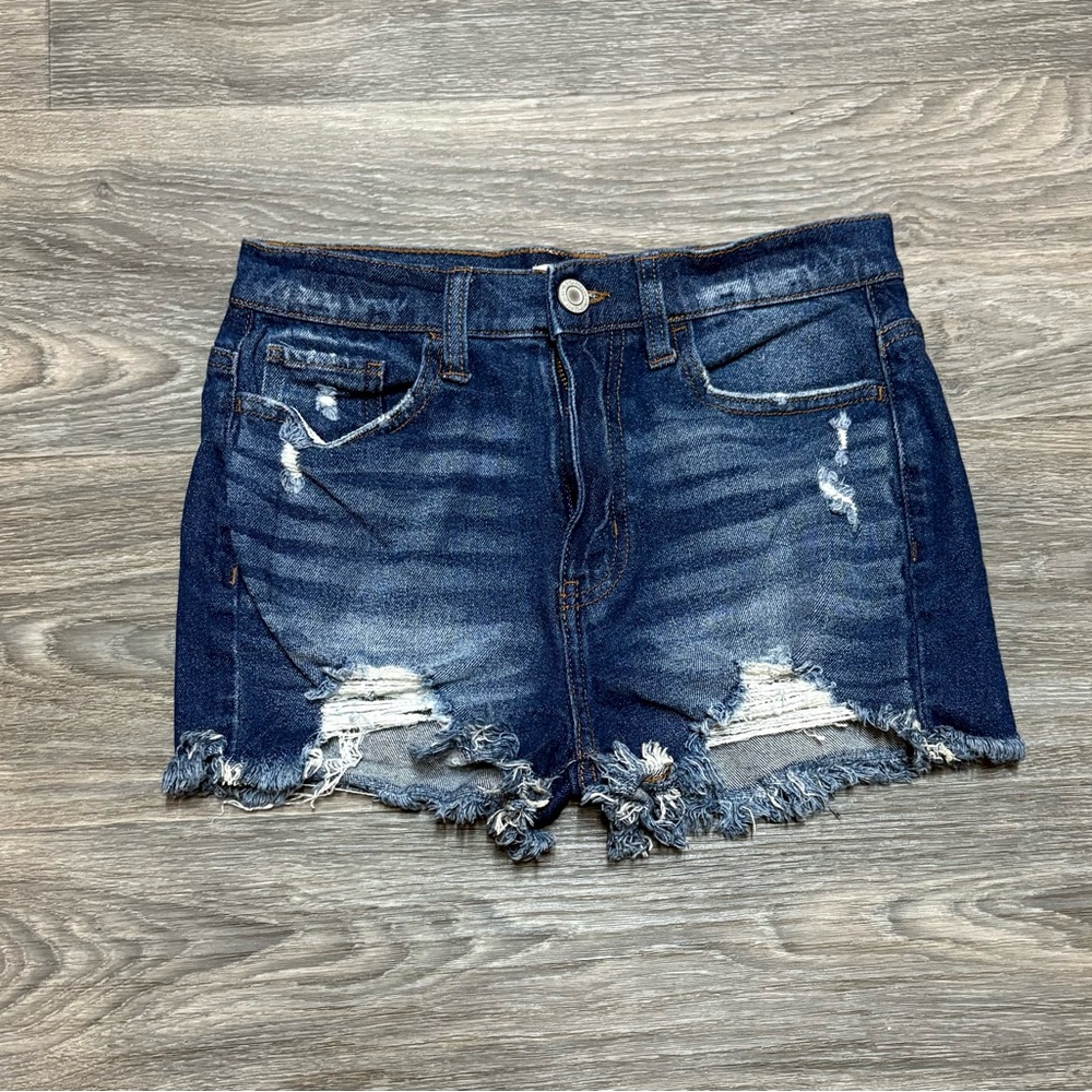 SO Dark Blue Distressed Jean Shorts